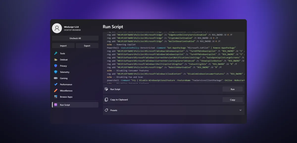 WinScript : reprenez le contrôle de Windows en quelques clics